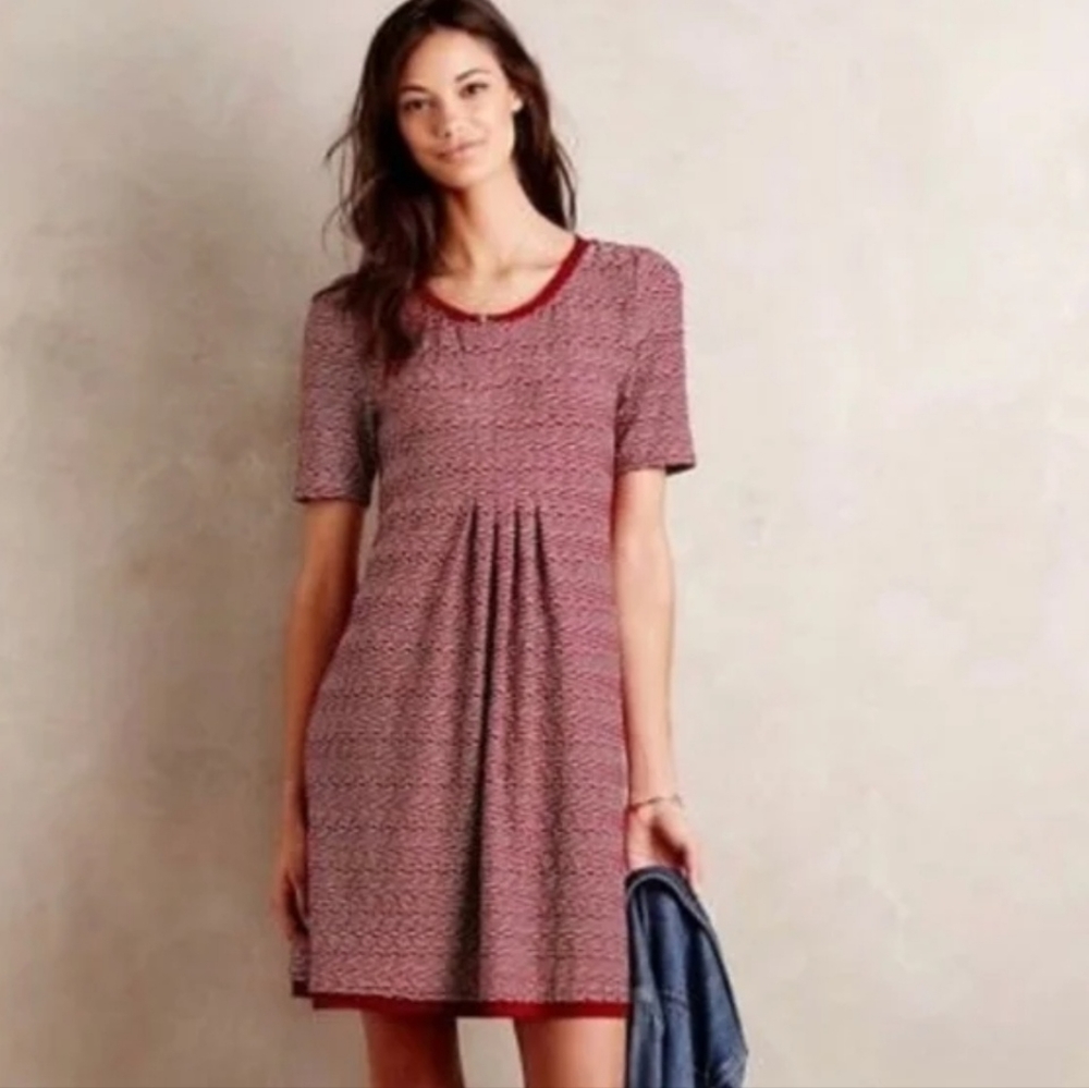 Maeve | Dora Textured Dress in Red Wine - S